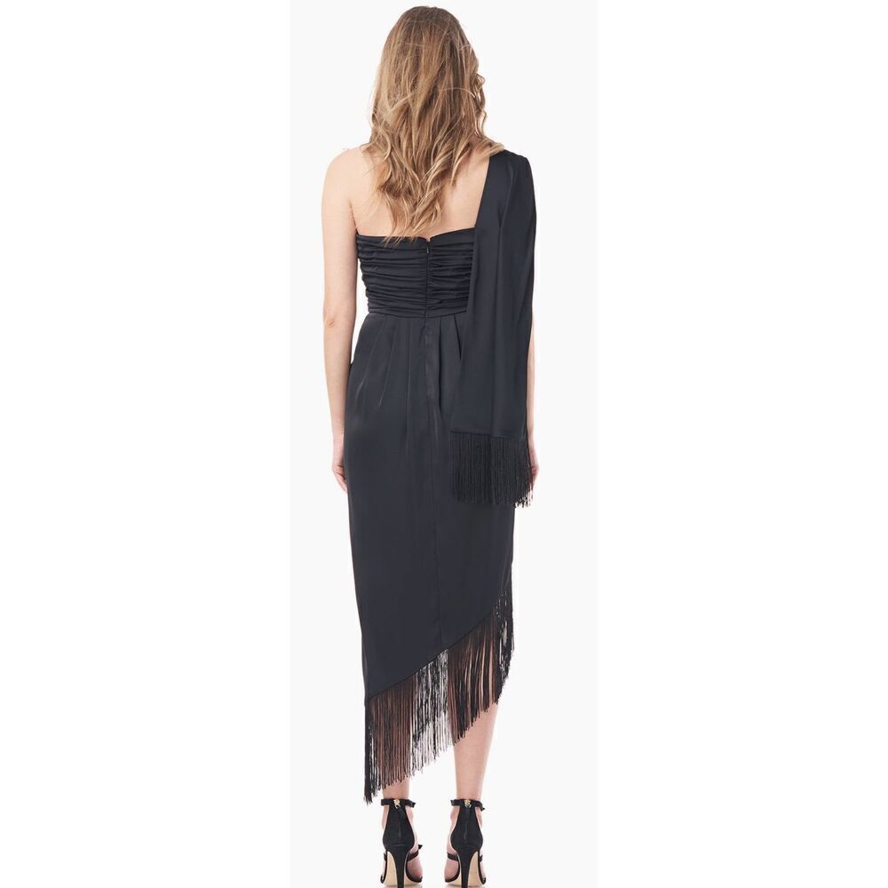 Kay Unger MARTINE FRINGE DRESS in Black NWT Size 10 - Picture 2 of 7